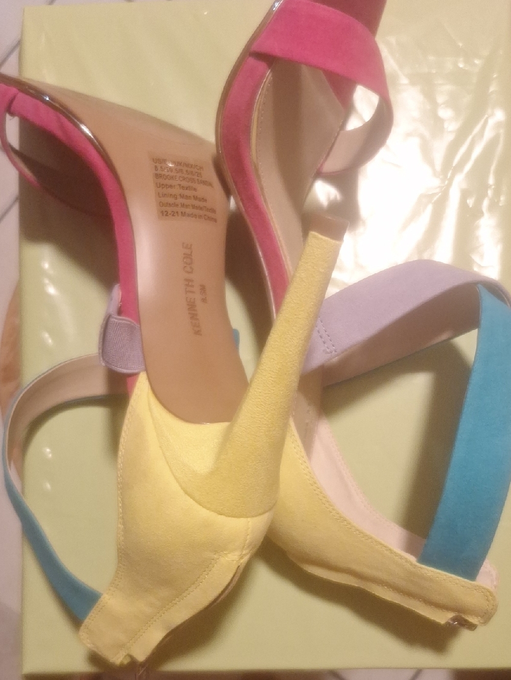 Kenneth Cole Multi-Color Suede Open-Toe Heels - Yellow, Pink, Blue, Lavender